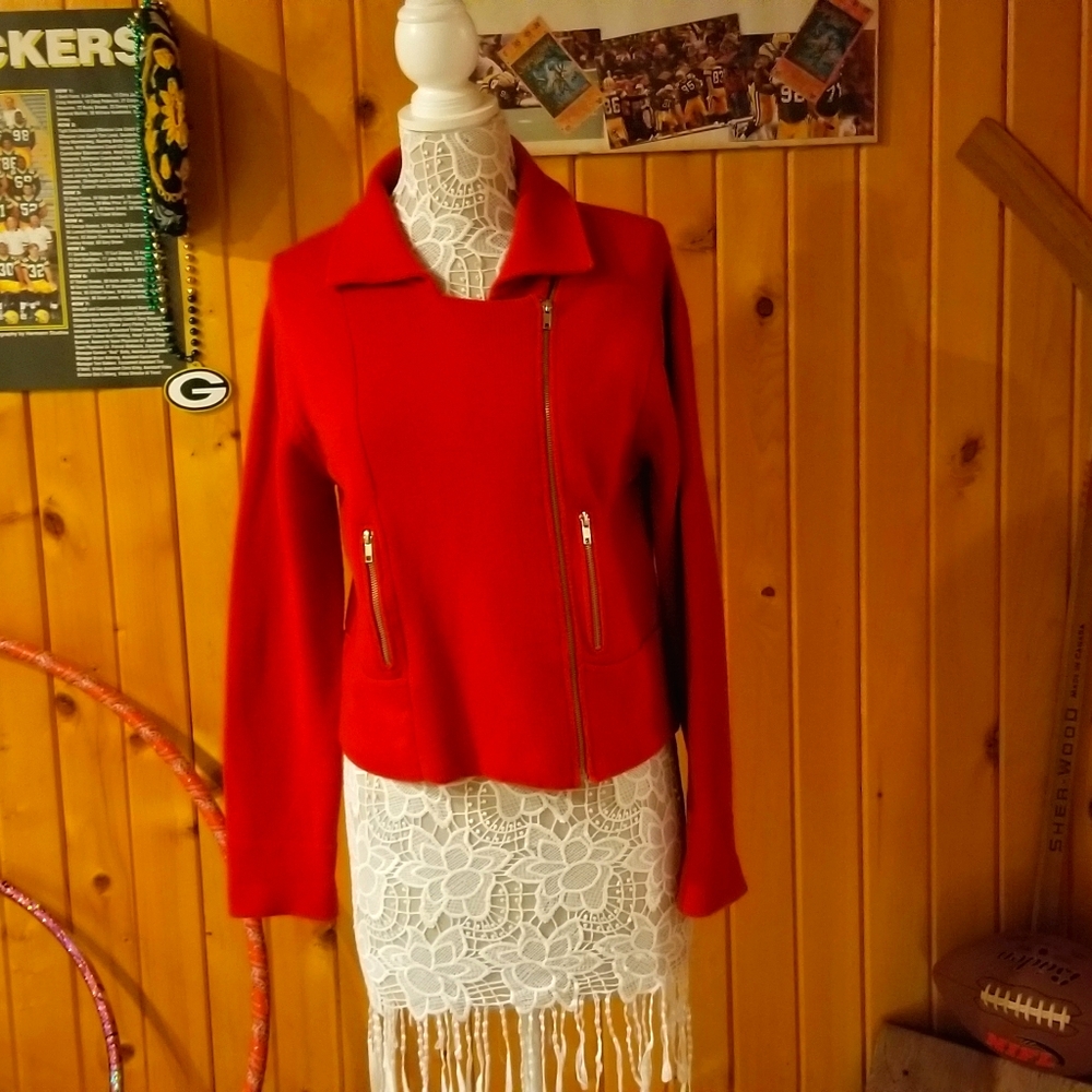 Natural Impressions red zipper sweater